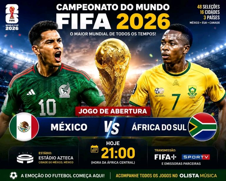 O Campeonato do Mundo FIFA 2026 arranca oficialmente hoje com um emocionante duelo entre as seleções do México e da África do Sul