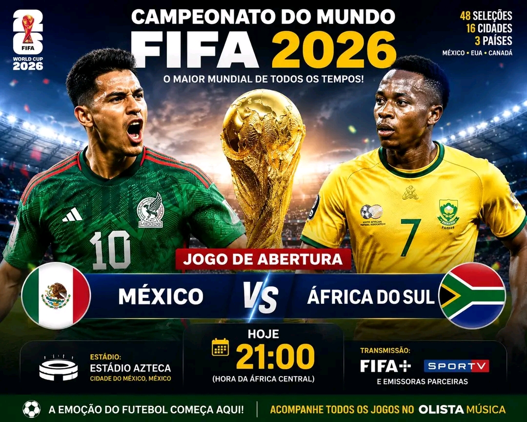 O Campeonato do Mundo FIFA 2026 arranca oficialmente hoje com um emocionante duelo entre as seleções do México e da África do Sul