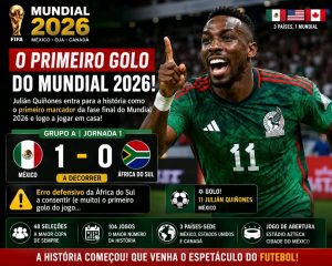 O avançado Julián Quiñones entrou para a história do futebol mundial ao marcar o primeiro golo da fase final do Mundial FIFA 2026